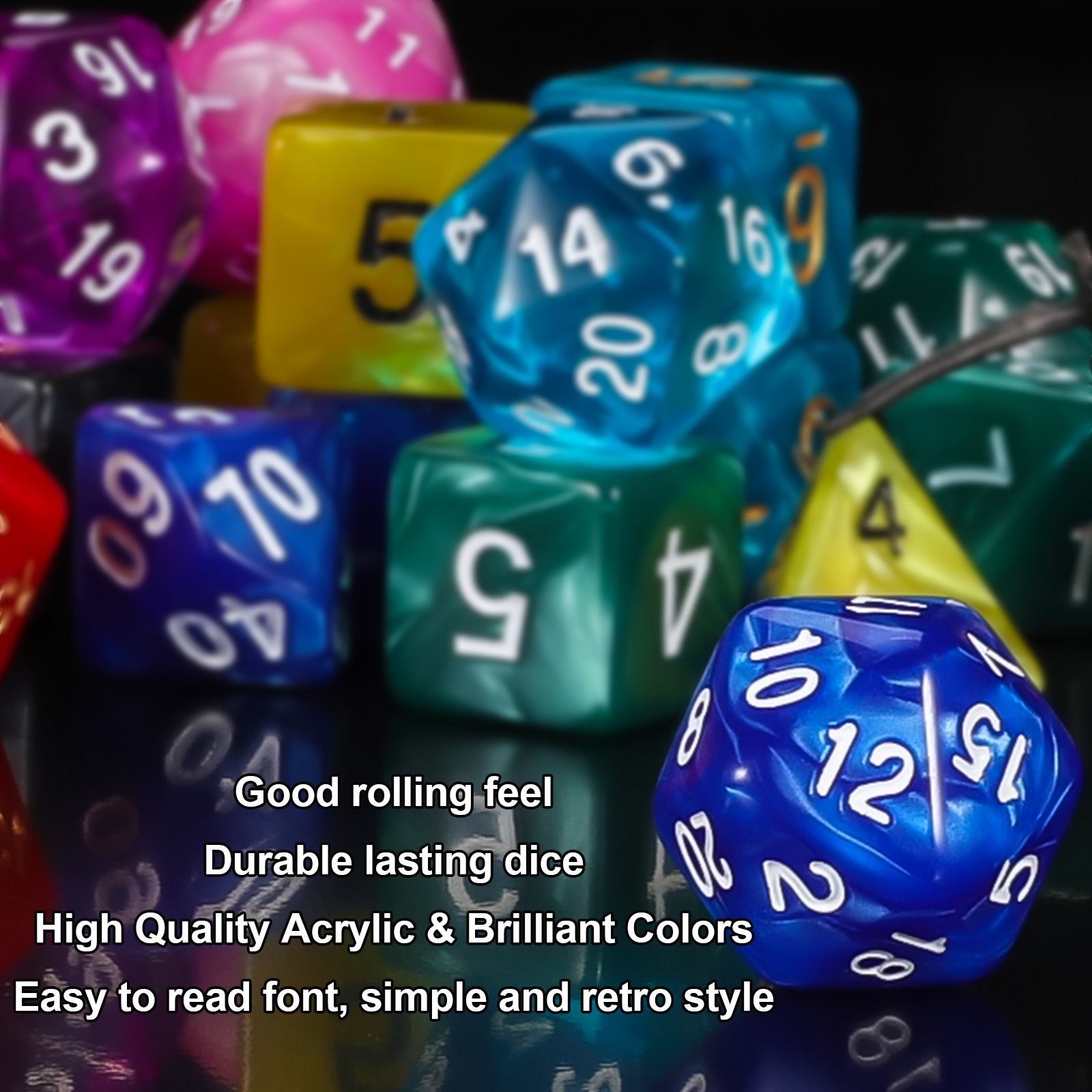 CiaraQ DND Dice Set 15 X 7 Polyhedral Dice (105pcs) with 1 Large Flannel Bag,for Dungeons and Dragons RPG MTG Table Games