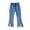 Blue4#, variant on Girl's Flare Leg Jeans Elastic Waist Ripped Raws Hem Elastic Waist Baggy Boot-Cut Pants Solid Casual Denim Pants 3-14 Years