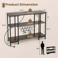 thumbnail image 3 of Costway  Cabinet Bar Table  Rack Table for Drinks Glasses with Power Outlets Brown, 3 of 10