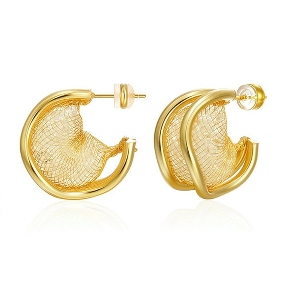 14K Gold Plated Geometric Earrings for Women, Irregular Hollow-Out Drop Earrings with Rhinestones, Elegant Statement Dangle Earrings for Party, Wedding, Daily Wear