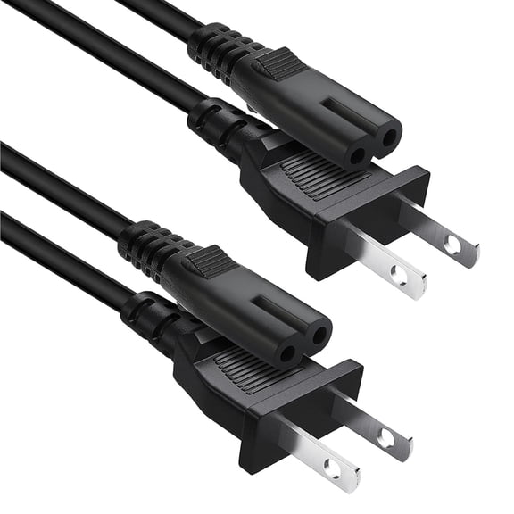 2-Pack 2 Prong AC Power Cord for Samsung 24" 32" 40" 43" 48" 49" 50" 55" 60" 65" 75" inch,UN40 UN43 UN48 UN49 UN50 UN55 UN60 UN65 UN70 UN75 UN78 LCD Smart 4K TV AC Power Supply Cord Cable Replacement