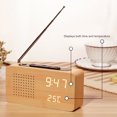 thumbnail image 5 of Reloj despertador de madera Retro multifuncional con radio de cabecera Eccomum Bambú-Luz blanca, 5 of 5