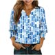 thumbnail image 1 of Camisas de Cuello de Tripulación de Manga Larga para Hombres 3/4 Cuarto de Manga con Cuello en V Botón Arriba Chaqueta de Cardigan para la Moda Casual de Verano, 1 of 5