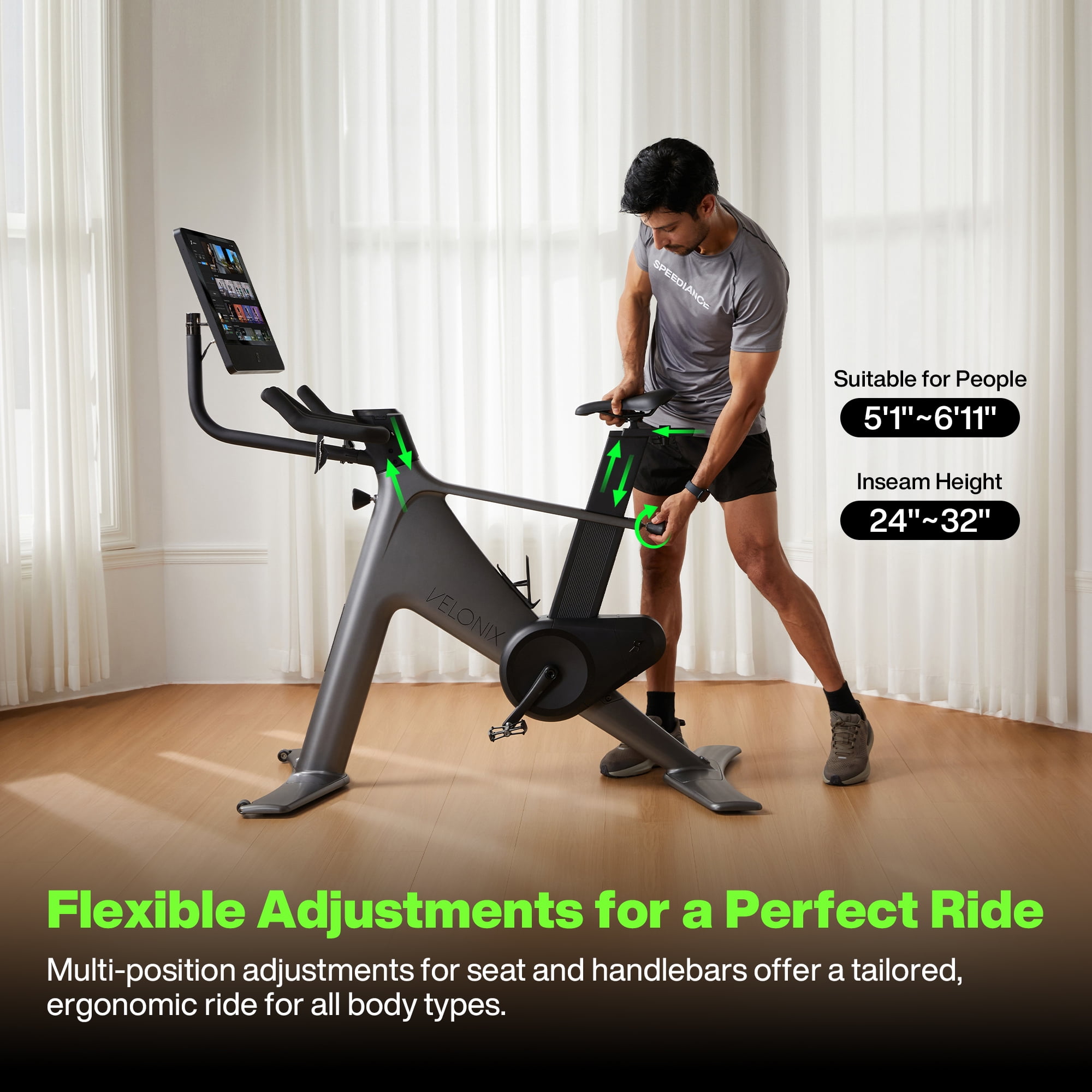 VeloNix Exercise Bike, Smart AI Fitness Bike with Personalized Fitness Courses & Online Cycling Coaching, 21.5" Screen, Solid Design, Low-Noise Cycling Bike, Stationary Bikes for Indoor Gym