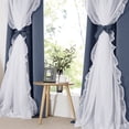 thumbnail image 2 of Goory 2 Layer Ruffle Sheer Voile Tulle Luxury Living Room Thermal Insulated Drapes Curtains Panel Bedroom Blackout Curtain Blue Gray Curtain+ White Yarn 1PC-52 x 63 in, 2 of 3