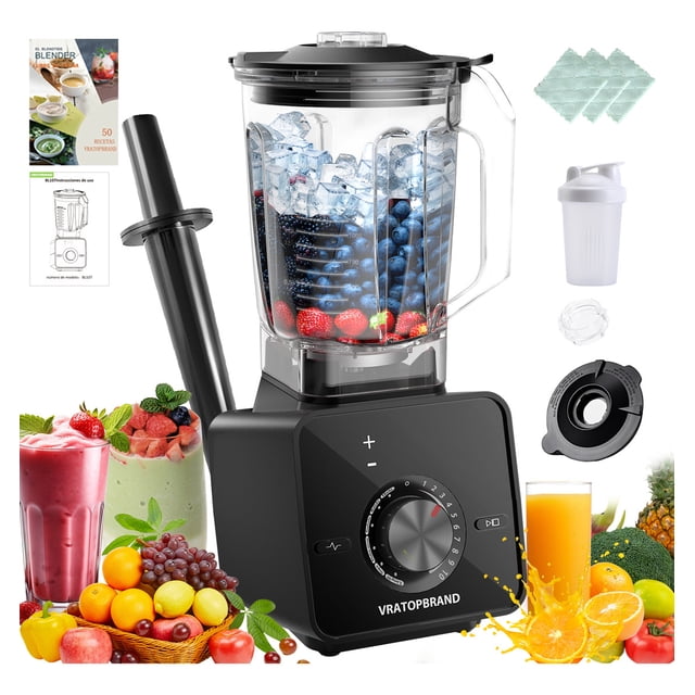 Licuadora Profesional Vratopbrand 38000 RPM con 10 Velocidades y Cuchillas de Acero Inoxidable - Tritura Hielo y Semillas
