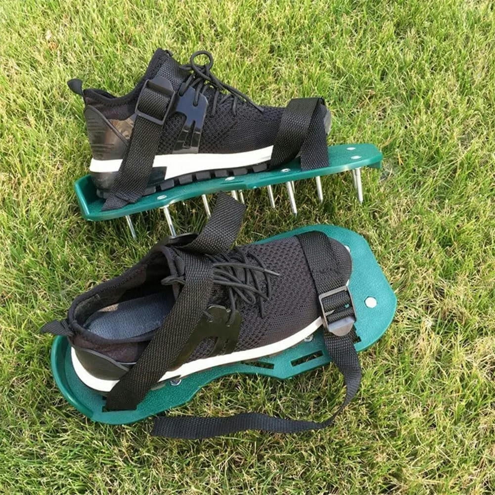 Lawn Aerator Tool 1/2set Garden Lawn Nail Shoes Loose Soil Tool Lawn Aerator Grass Spikes Shoes Self-Leveling Epoxy Yard Grass Cultivator(2PCS Green)