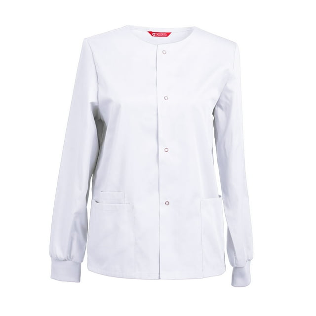 Womens Scrub Jacket Workwear Snap Front Warm-up Scrubs Jacket