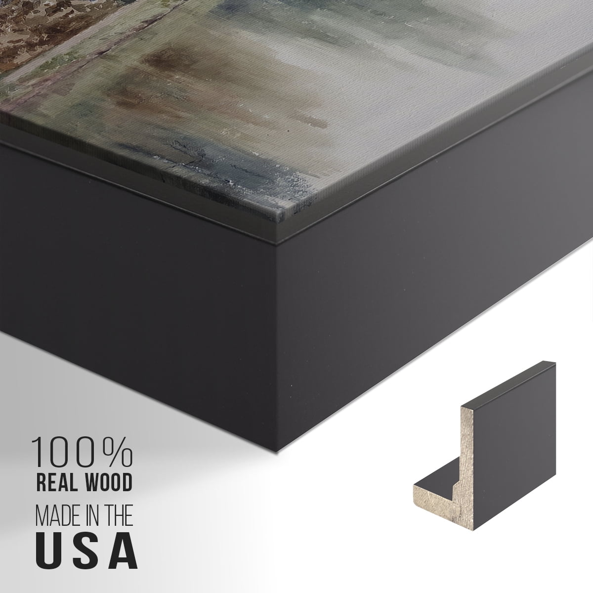 Vintage Landscape-XXI By Wexford Home Framed in Black Wood Gallery Wrapped Canvas 25 in. x 37 in.
