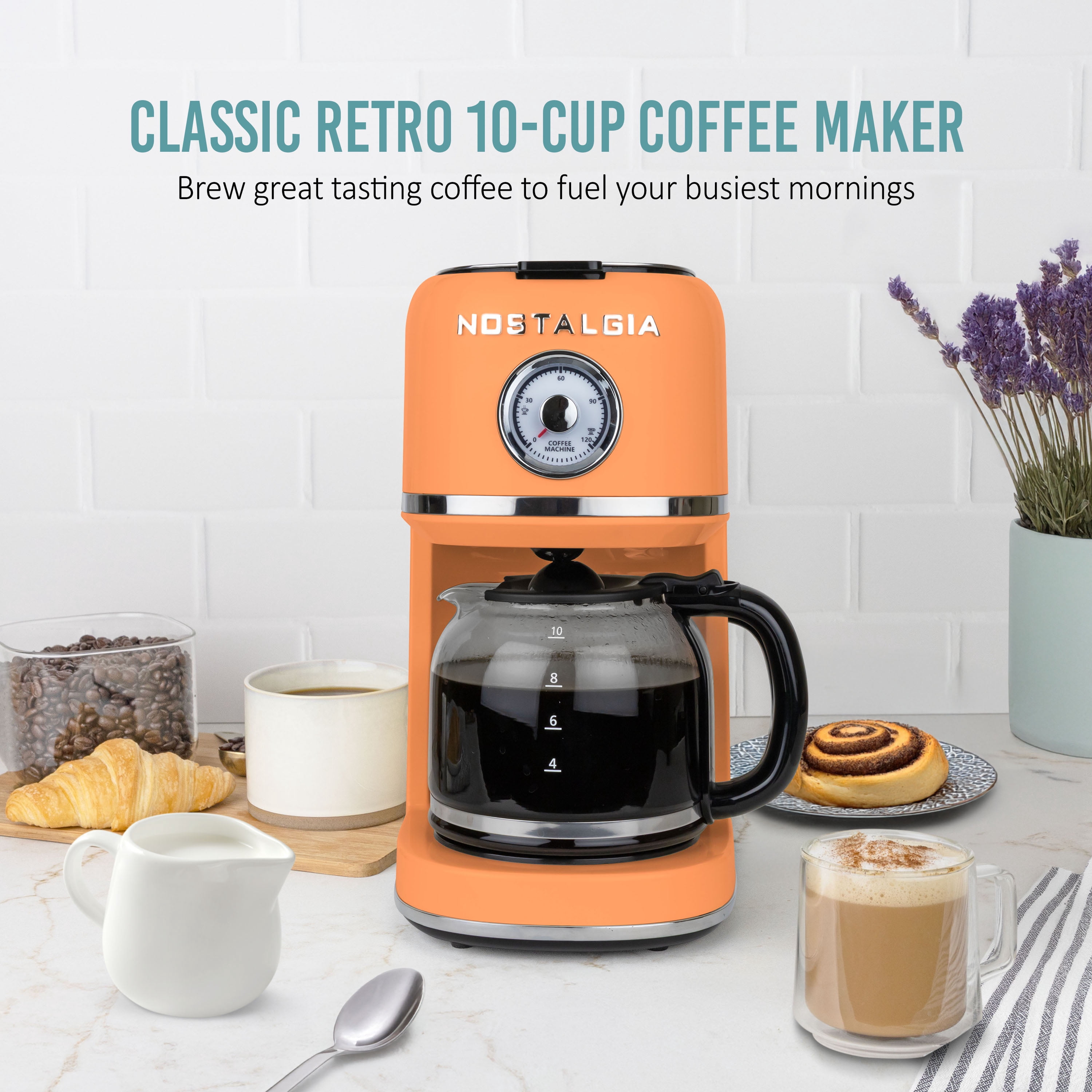 Nostalgia Retro Coffee Maker, 10-Cup One Button Brewing Classic