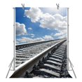 thumbnail image 1 of YUSDECOR Customize Background 5x7ft White Clouds Train Track Photography Backdrop Studio Props Wall Mural, 1 of 3