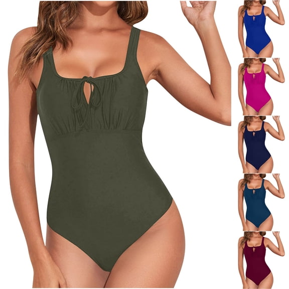 Vetsdori One Piece Bath Suits for Women Strap Cutouts Swimwear Tankini Vacation,Casual Ladies Swimsuits Solid Color