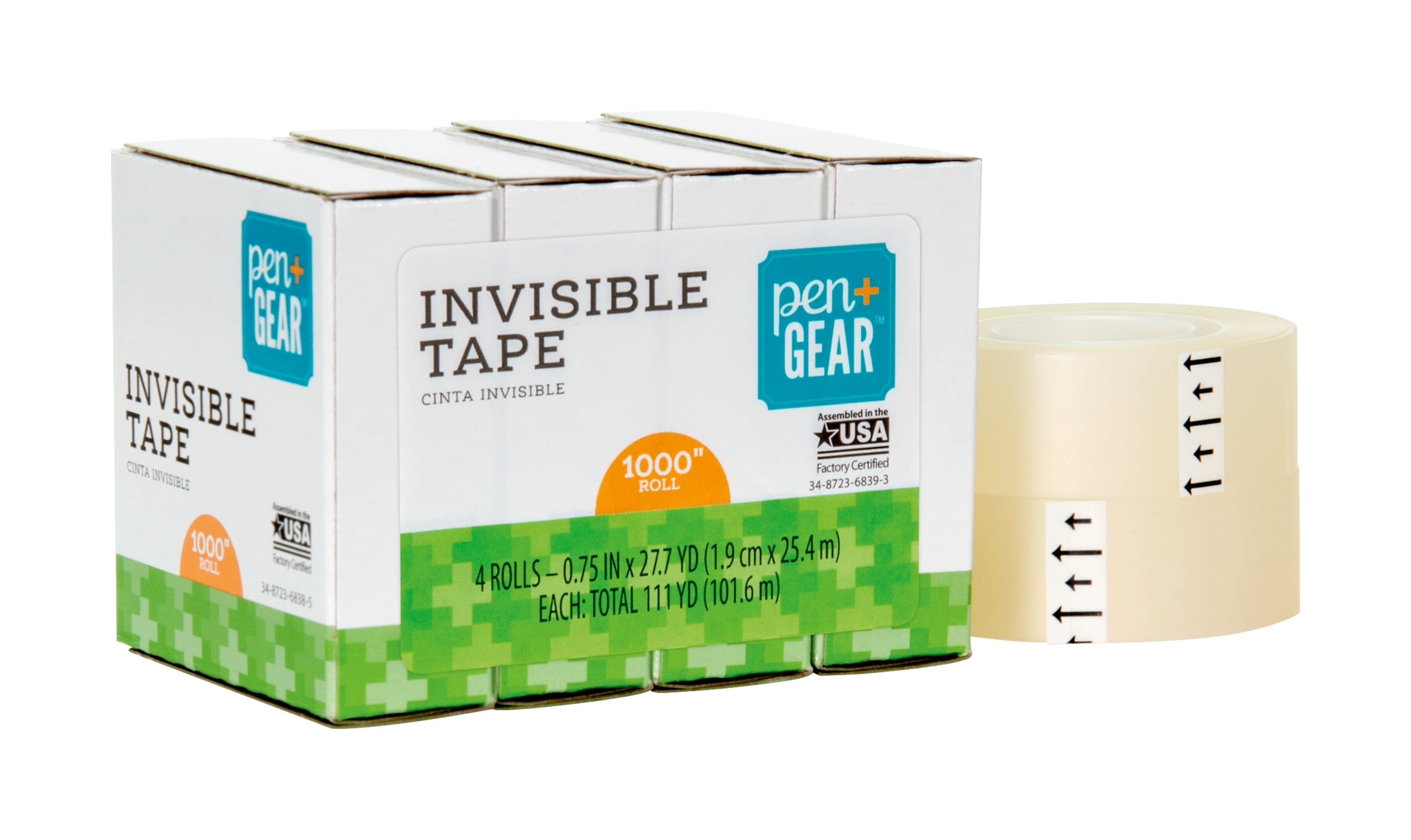 Pen + Gear Invisible Tape, Clear, 3/4 x 1000, 4 Rolls