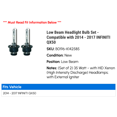 thumbnail image 2 of Low Beam Headlight Bulb Set - Compatible with 2014 - 2017 INFINITI QX50 2015 2016, 2 of 2