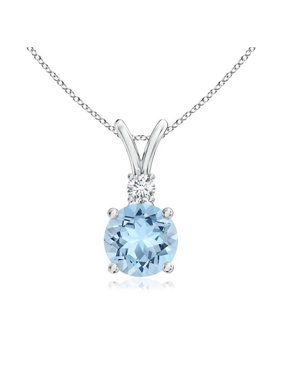 Genuine 1.25 Carat Natural 7mm Round Shaped Amethyst with White Topaz Necklace In 925 Sterling Silver