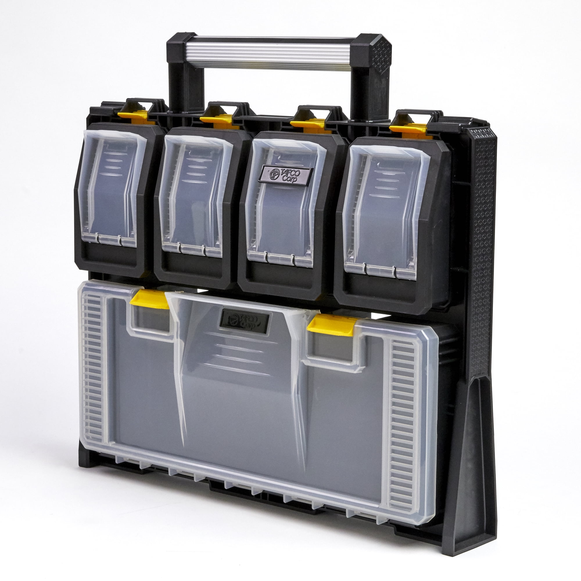 TAFCO 5-Compartment Wall Mount Quick Release Small Parts Organizer, Yellow