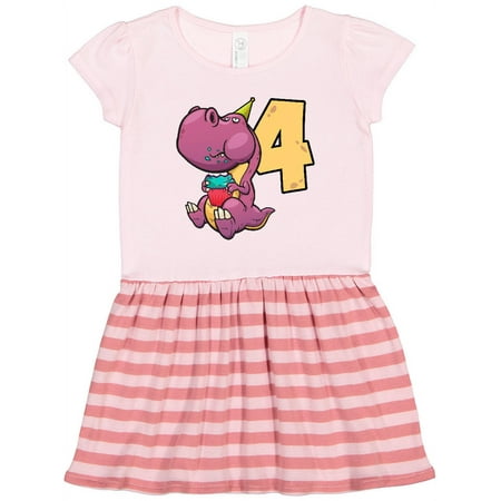

Inktastic T-Rex Dinosaur 4th Birthday Gift Toddler Girl Dress