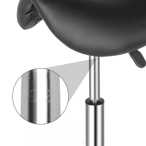 Alvantor Saddle Rolling Stool with 20–25.6 in Adjustable Height, 360° Swivel and Five Wheels, Black