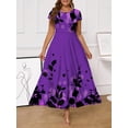 thumbnail image 3 of AURA Women Plus Size Elegant Floral A Line Dress 3/4 Sleeve Casual Long Dress, 3 of 6