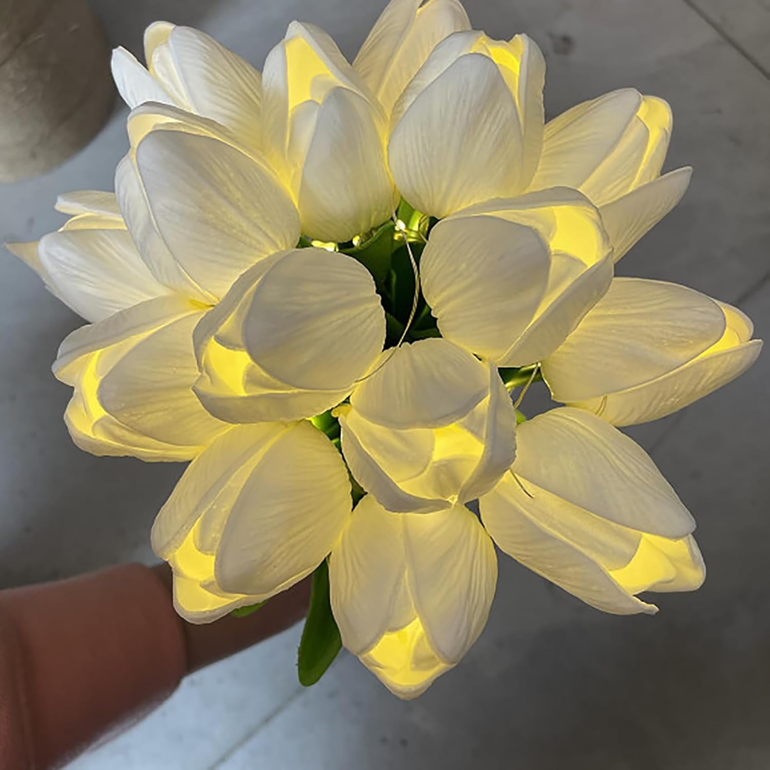 Artificial Tulip Flowers LED Lights Fake Tulips Bouquet Battery Powered Real Touch Led Night Light for Home Office Table Centerpiece Wedding