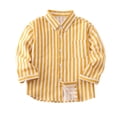 thumbnail image 3 of FYDUU Toddler Boys Long Sleeve Striped Shirt School Uniform Tops Child Kids Button Down Dress Shirts Little Boy's Back To School Shirt 18-24 Months, 3 of 6