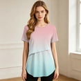 thumbnail image 6 of Frostluinai Maternity Nursing Tops for Women Ombre Gradient Print Double Layer Easy Lift Up Crew Neck Short Sleeve Breastfeeding Shirt, 6 of 10