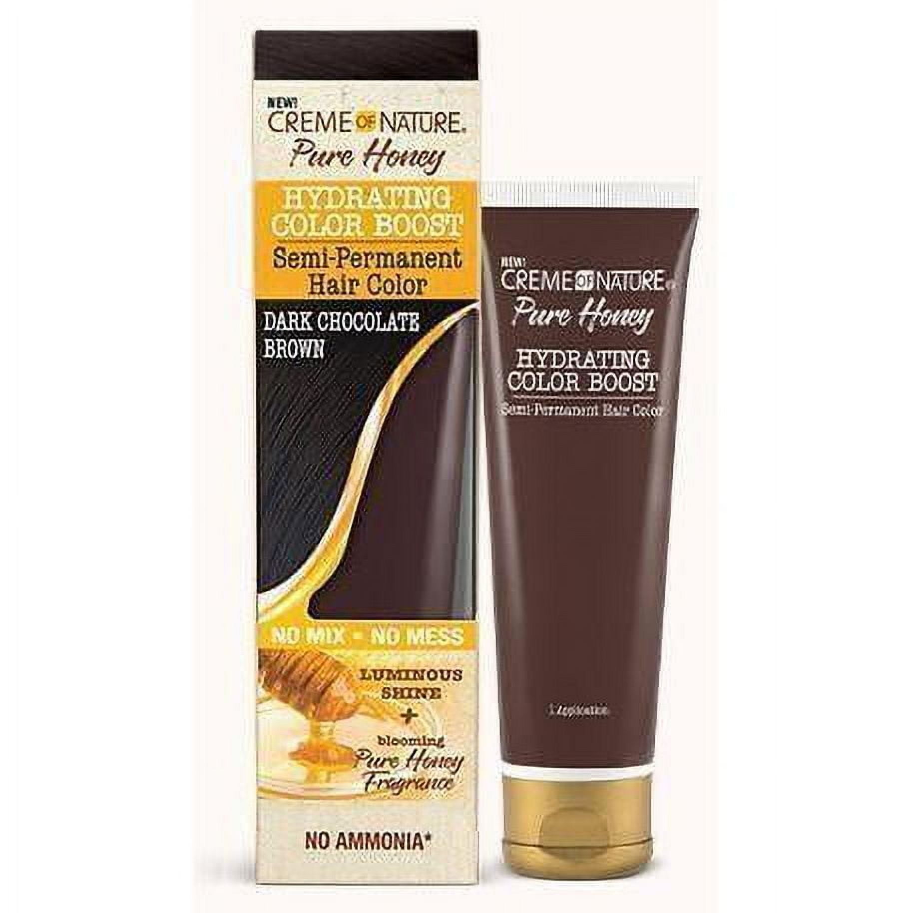 Creme Of Nature Pure Honey Hydrating Color Boost Semi Permanent Hair Color Dark Chocolate Brown 3 oz.