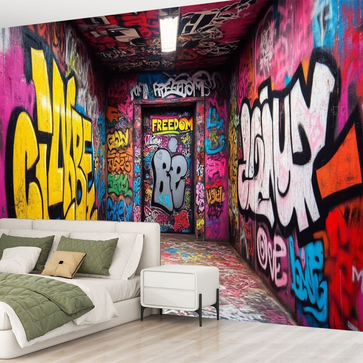 Peel and Stick Wallpaper Street Graffiti Mural 3D Street Doodle Wall Paintings Street Art Modern Art Wall Mural Decor Self Adhesive and Removable 69in x 98in