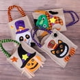 thumbnail image 5 of Bolsas de tela de lino de Halloween para niños, bolsas de regalo de Halloween, bolsas de fiesta de dulces, bolsa fantasma, bolsas de tela de bruja de calabaza de gato negro para regalos de f JFHHH pequeña, 5 of 5