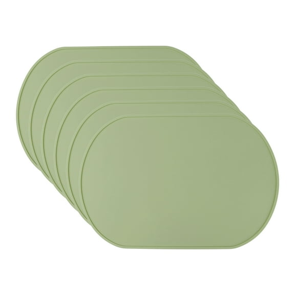 Unique Bargains 6 Pack Silicone Placemats for Kitchen Dining Table Decor Green