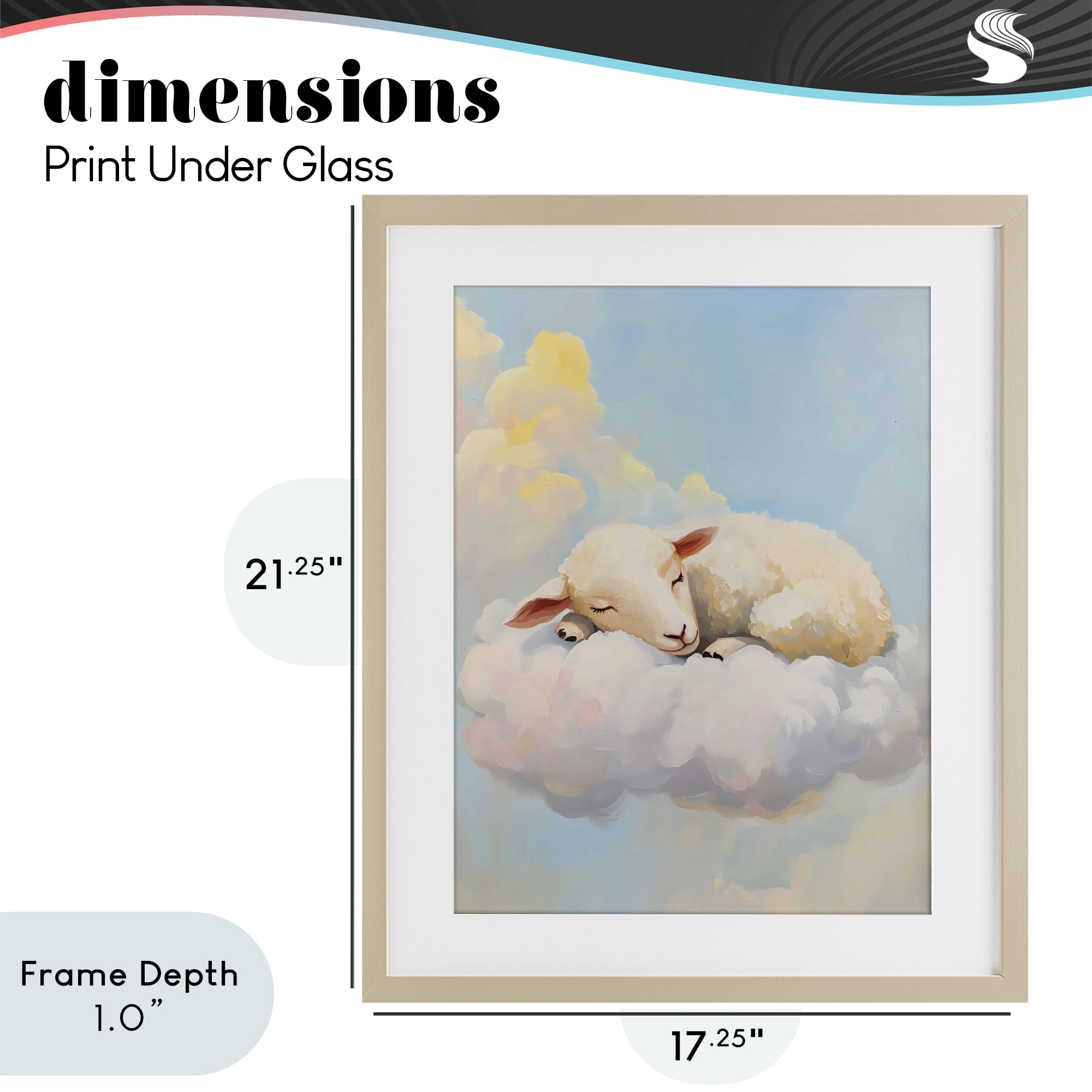 Stupell Industries Sleeping Sheep on a Cloud Birch Framed Print Under Glass, design by The Prints Vibe