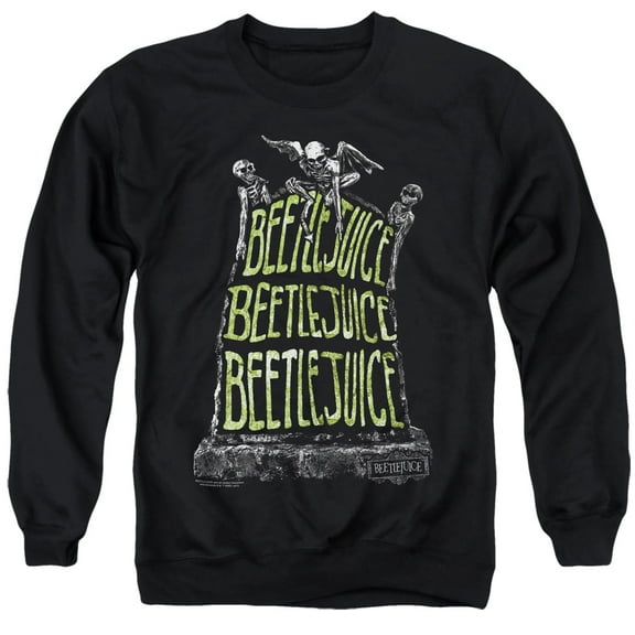 Beetlejuice Headstone Name Unisex Adult Crewneck Sweatshirt,Black, Medium