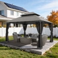 thumbnail image 2 of LazySunsets 12'x 10' Patio Gazebo Double Roof Protection All-Weather Outdoor Shelter Features Insect Screens for Backyard, Lawn, (Gray), 2 of 9
