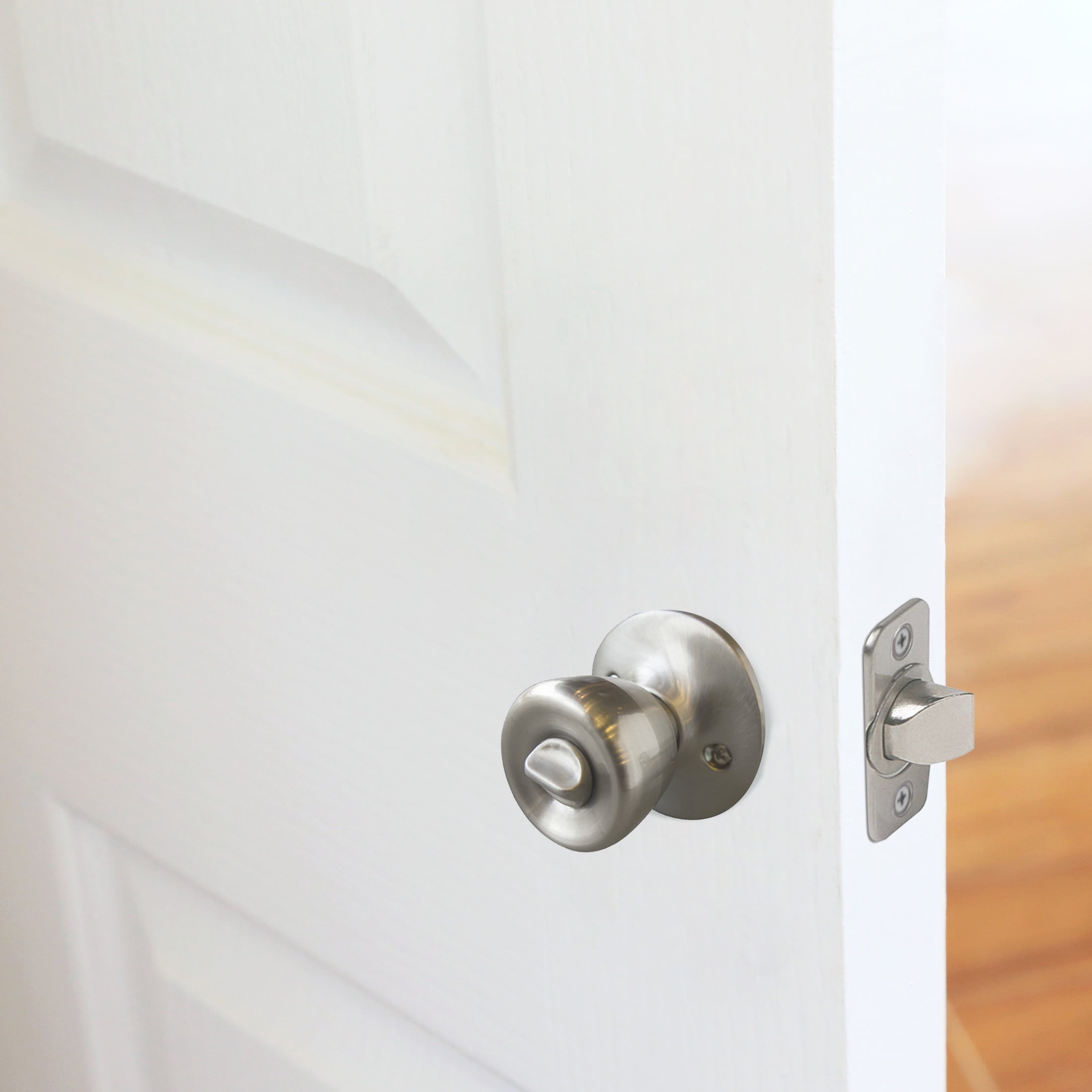 Design House WM319072 Terrace 6-Way Universal Privacy Bed and Bath Door Knob Satin Nickel 6-Pack