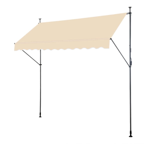Barara King Patio Awning, Outdoor Window Door Awning,118.1"D x 47.2"W x(78.7 -118.1)"H Retractable Awning Khaki