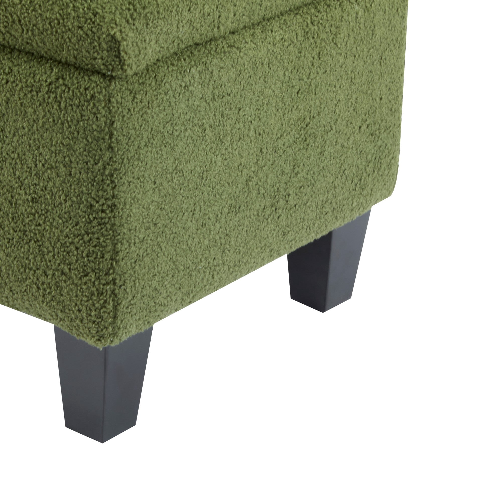 Sailvan 51" Boucle Storage Ottoman Bench,Upholstered End of Bed Bench with Button Tufting and Rubber Wood Legs for Bedroom and Entryway Green