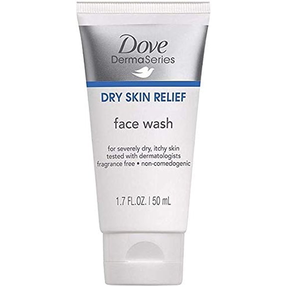 Dove DermaSeries Fragrance-Free Face Wash, Travel Size, for Dry Skin, 1.7 oz