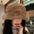 thumbnail image 5 of Eosunjian Thickened Plush Basin Hat Winter Basin Hat Solid Color Thickened Soft Plush Warm Bucket Hat Windproof Outdoor Fisherman Hat for Women Lightweight, 5 of 8