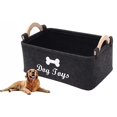 thumbnail image 1 of Contenedores de almacenamiento para juguetes para perros, con mango de madera, cesta de almacenamiento plegable para suministros para mascotas, cesta/contenedor de almacenamiento (gris oscur, 1 of 5