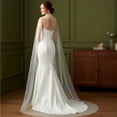 thumbnail image 3 of Pearl Accented Bridal Cape, Long Mesh Arm Cover Wrap, One Size, 3 of 7