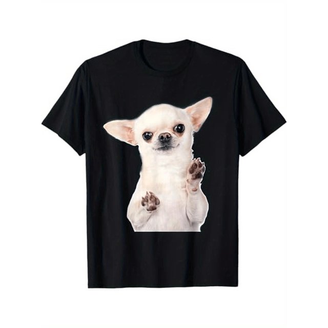 Chihuahua Puppy Graphic T-Shirt, Cute Pet, Casual Round Neck T-Shirt, Machine Washable, Comfortable Fit for All Seasons, 100% Cotton, Gift for Men Women Dad Mom Friends