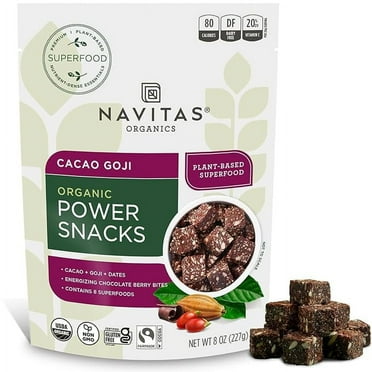 Navitas Organics Power Snacks, Cacao Goji, 8 Oz (Pack of 2).
