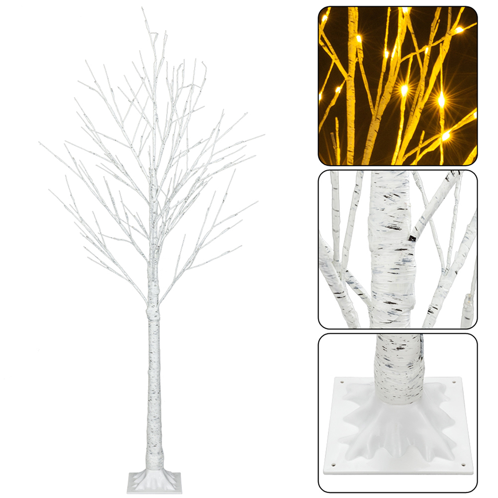 Kadyn 48 LED White Birch Tree Light, Warm White Snowflake Christmas Tree for Wedding, Halloween, Christmas, Jewelry Holder, Party, Home Decoration-4FT