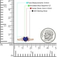 thumbnail image 7 of Three Stone Heart Promise Ring Blue Sapphire Cubic Zirconia Rose Tone 925 Sterling Silver, Size 10, 7 of 7