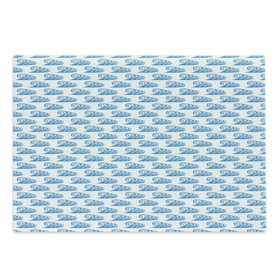 Nautical Cutting Board, Summer Themed Monochromatic Repeating Curling Ocean Waves Motif, Decorative Tempered Glass Cutting and Serving Board, in 3 Sizes, by Ambesonne