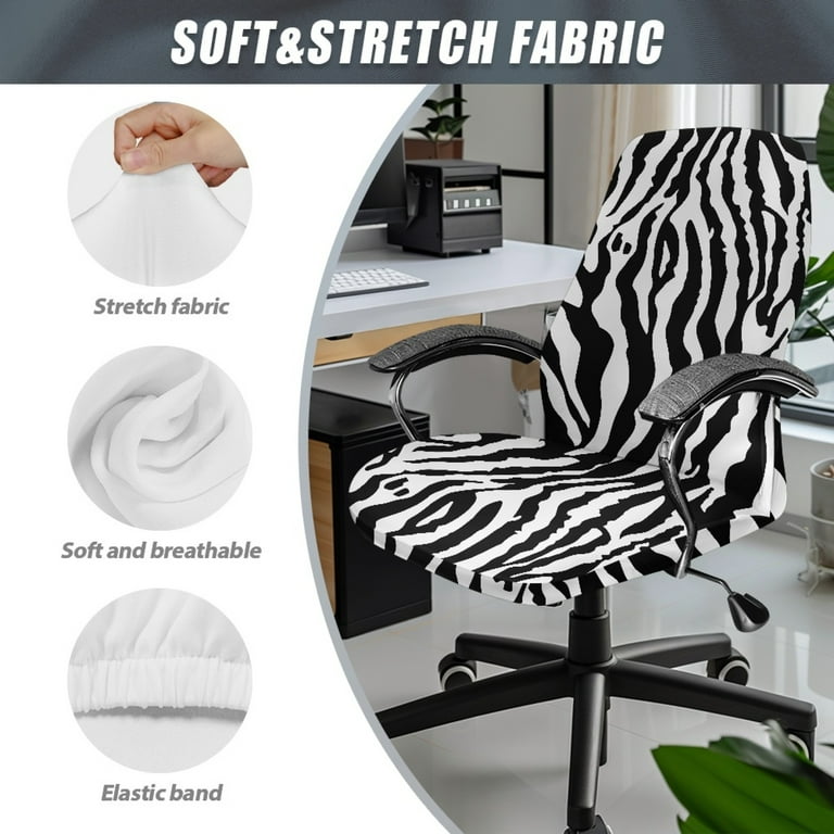 Whosucclay Zebra Stripe Print Computer Office Chair Cover, Modern