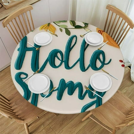 

Patifu Flowers Theme Round Tablecloth Stain-Resistant Washable Waterproof Fabric Table Cover for Indoor Outdoor Parties Weddings 54 -58