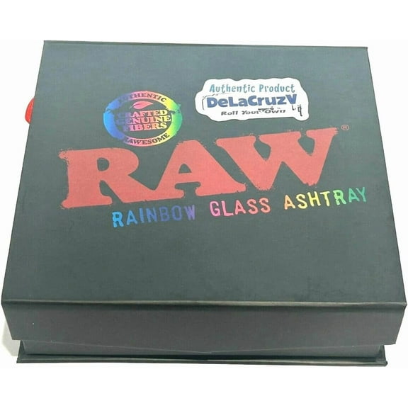 Rainbow Glass Ashtray with DeLaCruzV Sticker