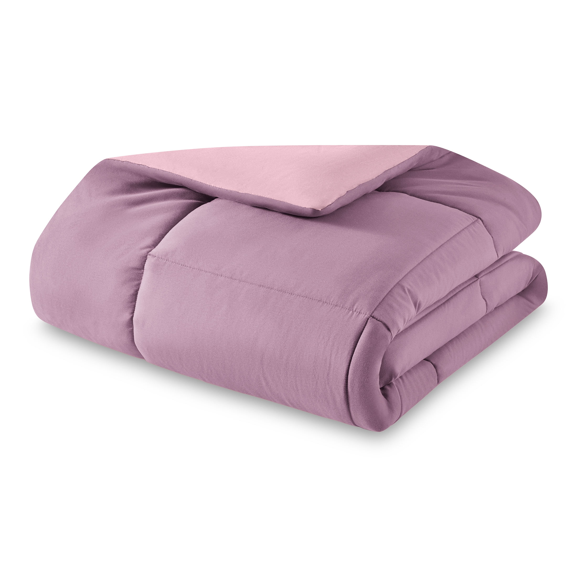 Mainstays 5-Piece Reversible Bed in a Bag Comforter and Sheet Set, Purple