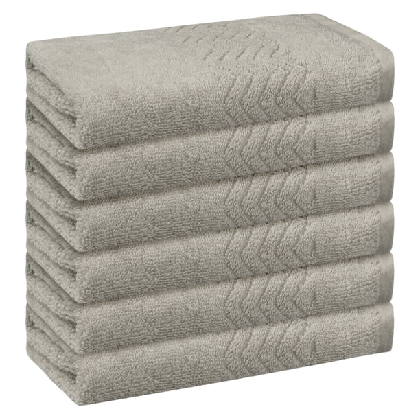Juego de toallas de algodón REGALWOVEN, toallas de cara altamente absorbentes, paños de lavado multipropósito para baño 13" x 13" marrón claro 6